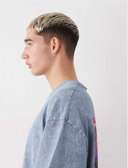 Vertere Berlin Energy Oversized T-Shirt In Washed Grey With Back Print