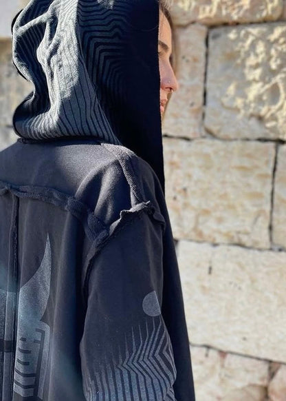 GATA WO HOOD CARDIGAN - BLACK