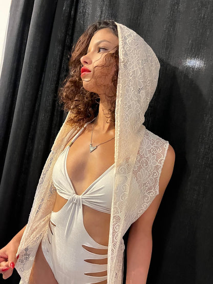 MAGIC Cream Lace Wrap Vest