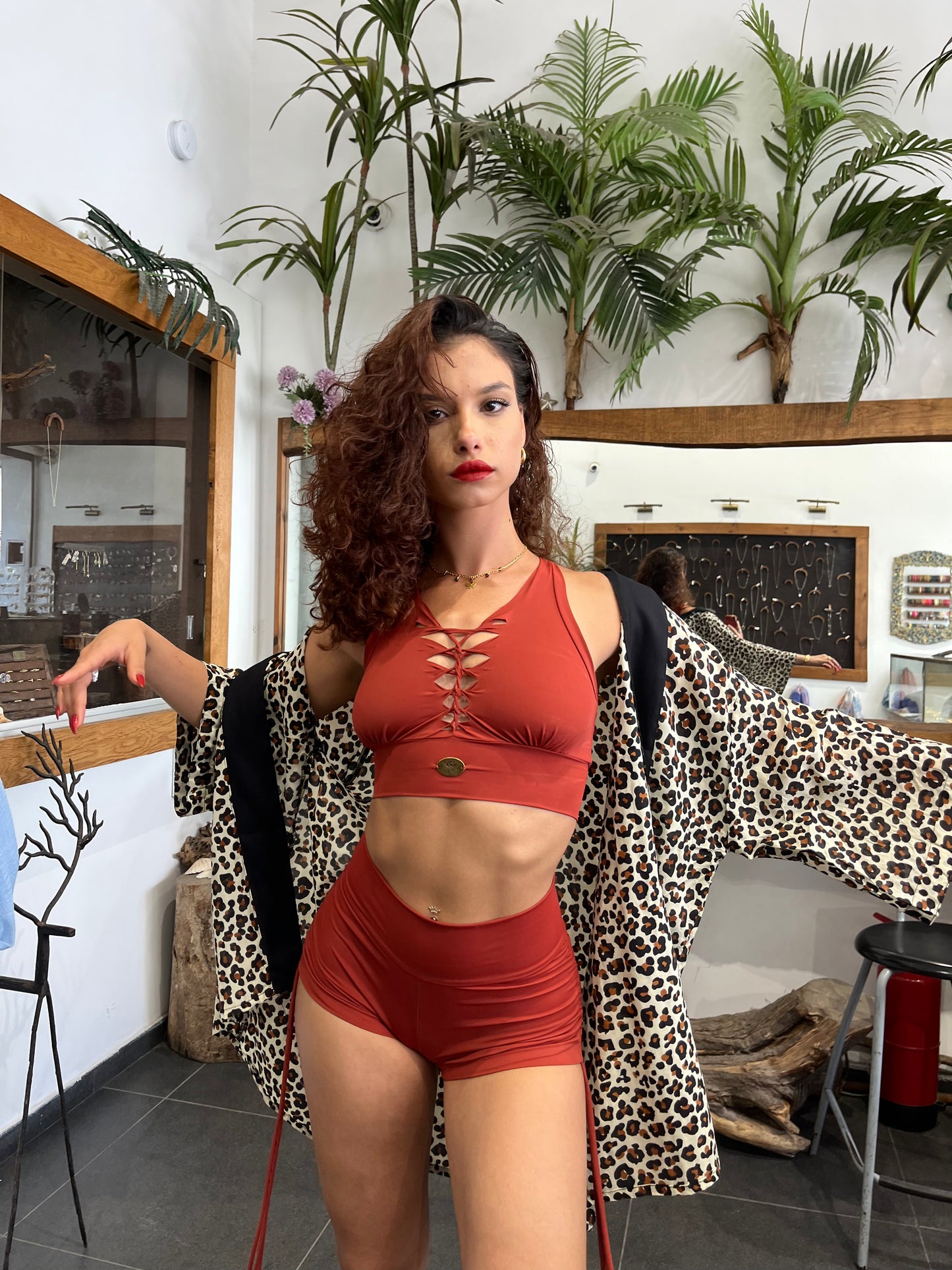 LEOPARD Short Kimono