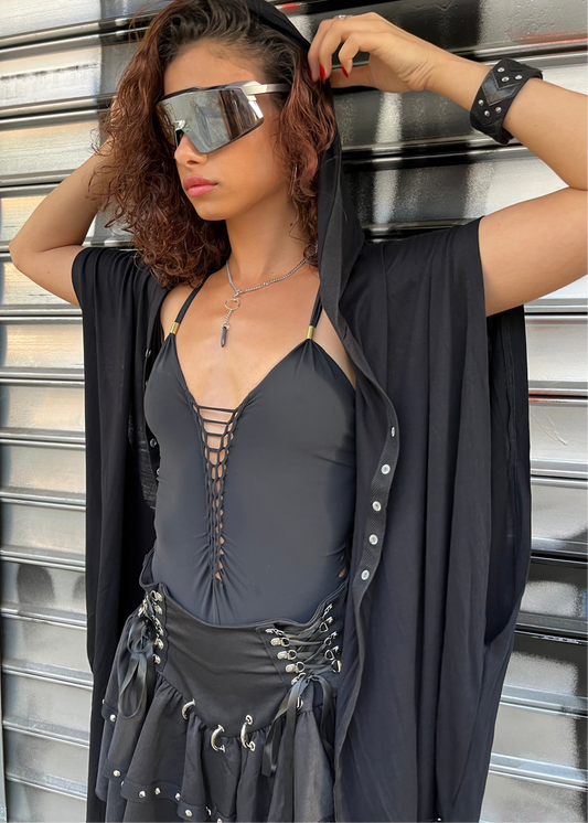 DORIN Black One Piece Swimsuit (Lycra Fabric)