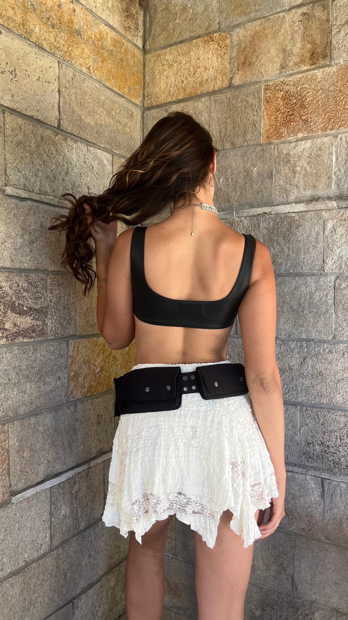 Cotton:On Textured White Coconut Mini Skirt With Pointed Hem