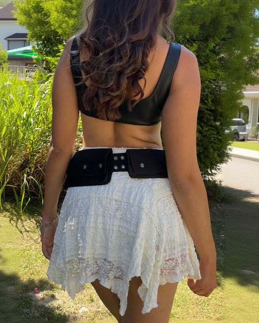 Cotton:On Textured White Coconut Mini Skirt With Pointed Hem
