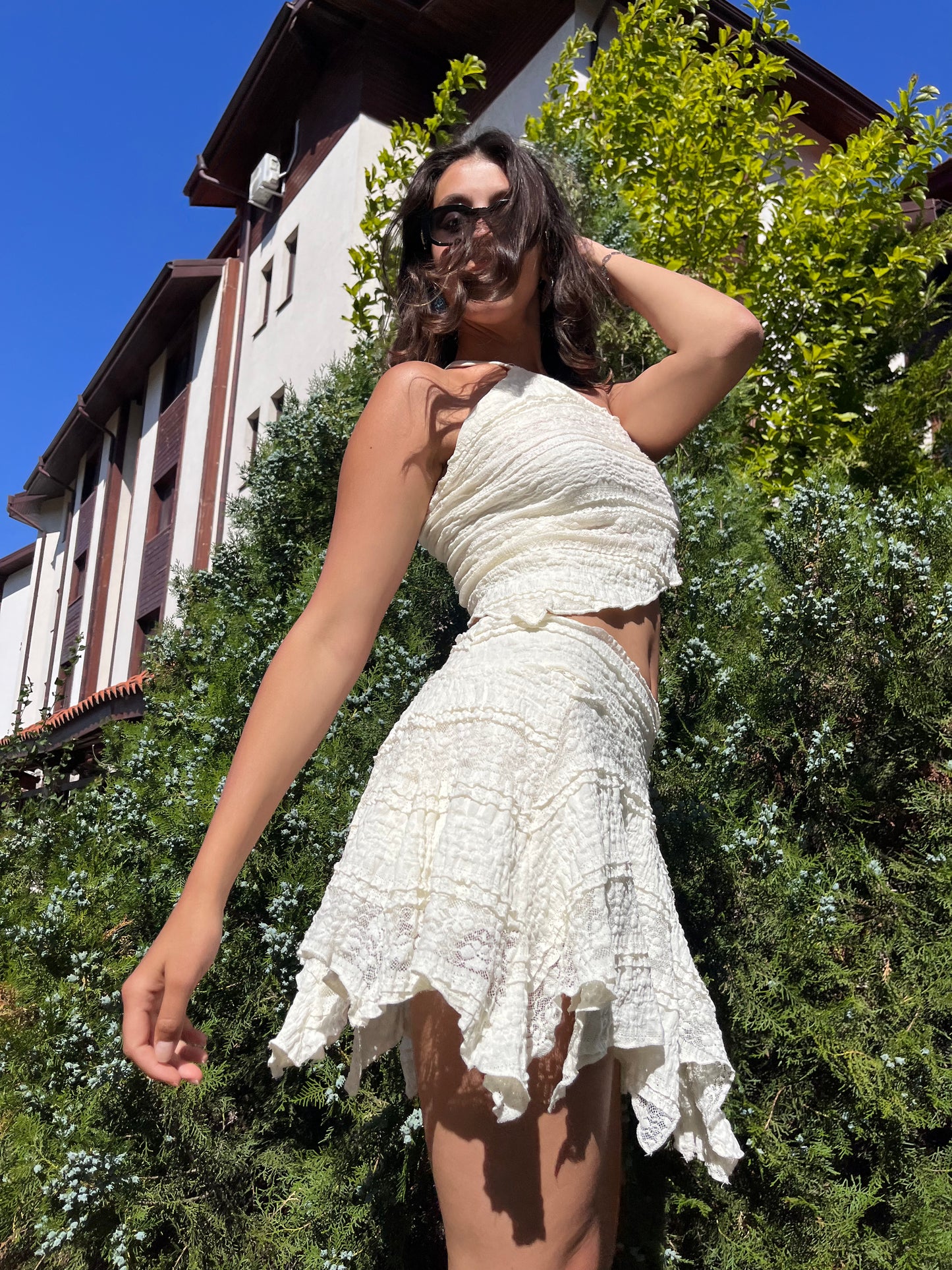 Cotton:On Asymetric Hem Strappy Crop Top In Coconut Texture