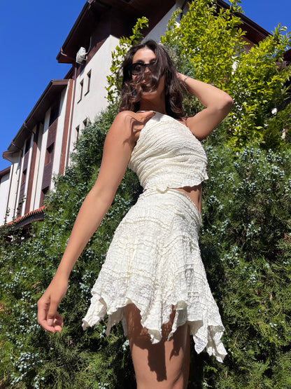 Cotton:On Asymetric Hem Strappy Crop Top In Coconut Texture