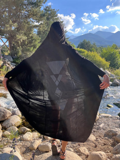 KARMA Hooded Long Kaftan In Black