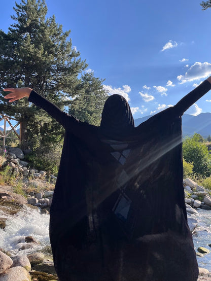 KARMA Hooded Long Kaftan In Black