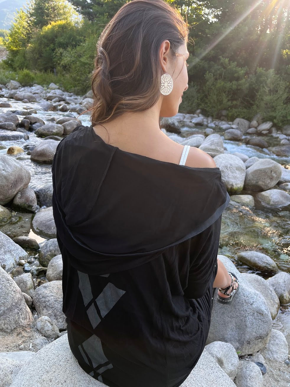 KARMA Hooded Long Kaftan In Black