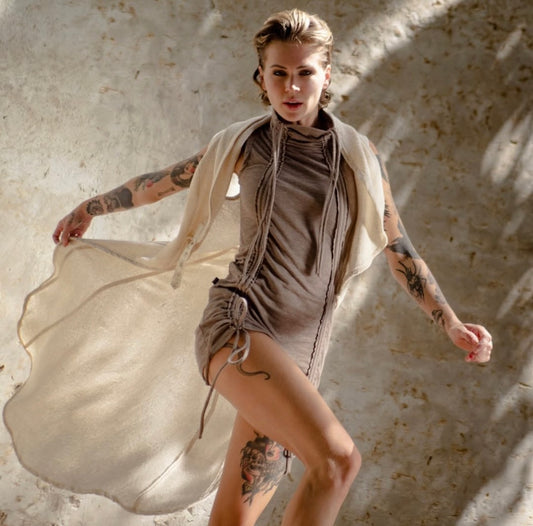 KAMER Sleeveless Mini Dress In Cement