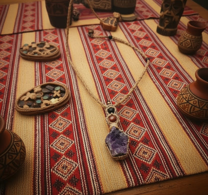 Raw Amethyst Macramé Necklace