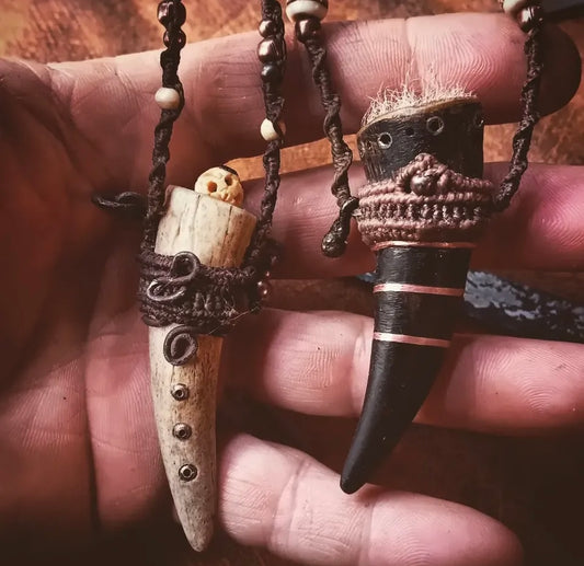 Deer Horn Amulet Necklace – White Edition