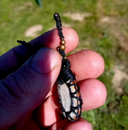 Pietersite Macramé Necklace with Deer Hair and Copper Wire