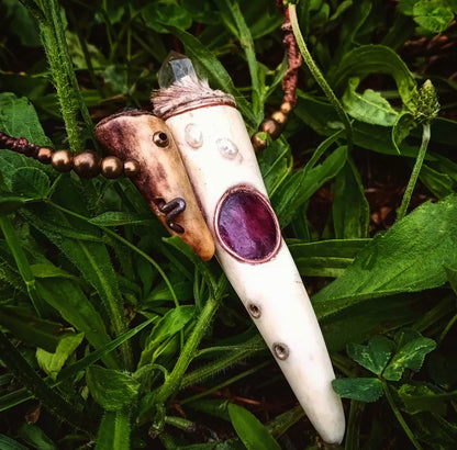 Forest Spirit Totem — Amethyst, Ruby & Antler