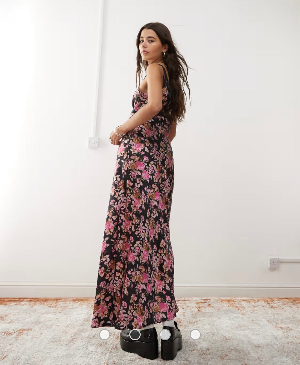 Reclaimed Vintage Lace Insert Cami Midi Dress In Floral Print