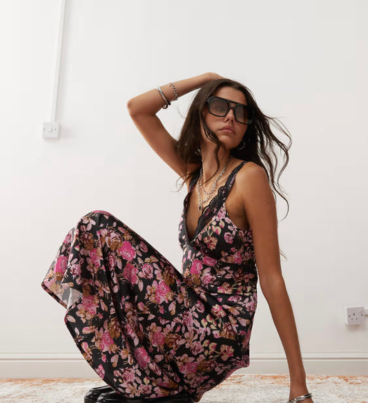 Reclaimed Vintage Lace Insert Cami Midi Dress In Floral Print