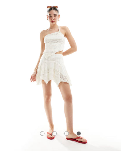 Cotton:On Asymetric Hem Strappy Crop Top In Coconut Texture