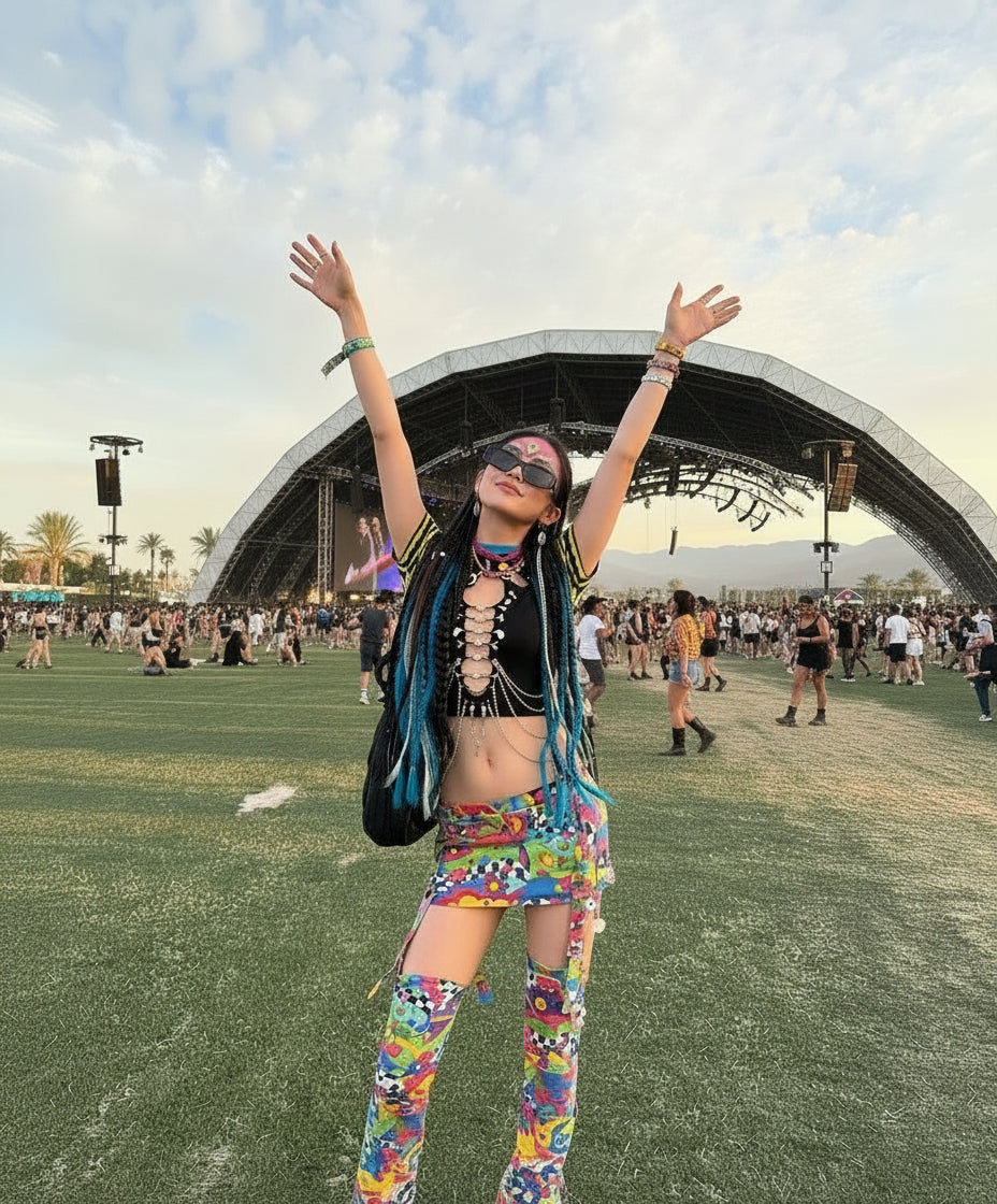 Cotton Trippy Charm Skirt+ Leg Warmers Set