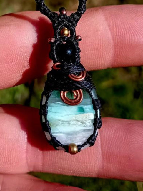 Blue Aragonite Macramé Necklace