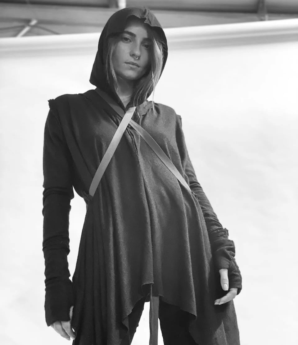 CRIME WO Long Sleeve Hooded Duster Cardigan In Black