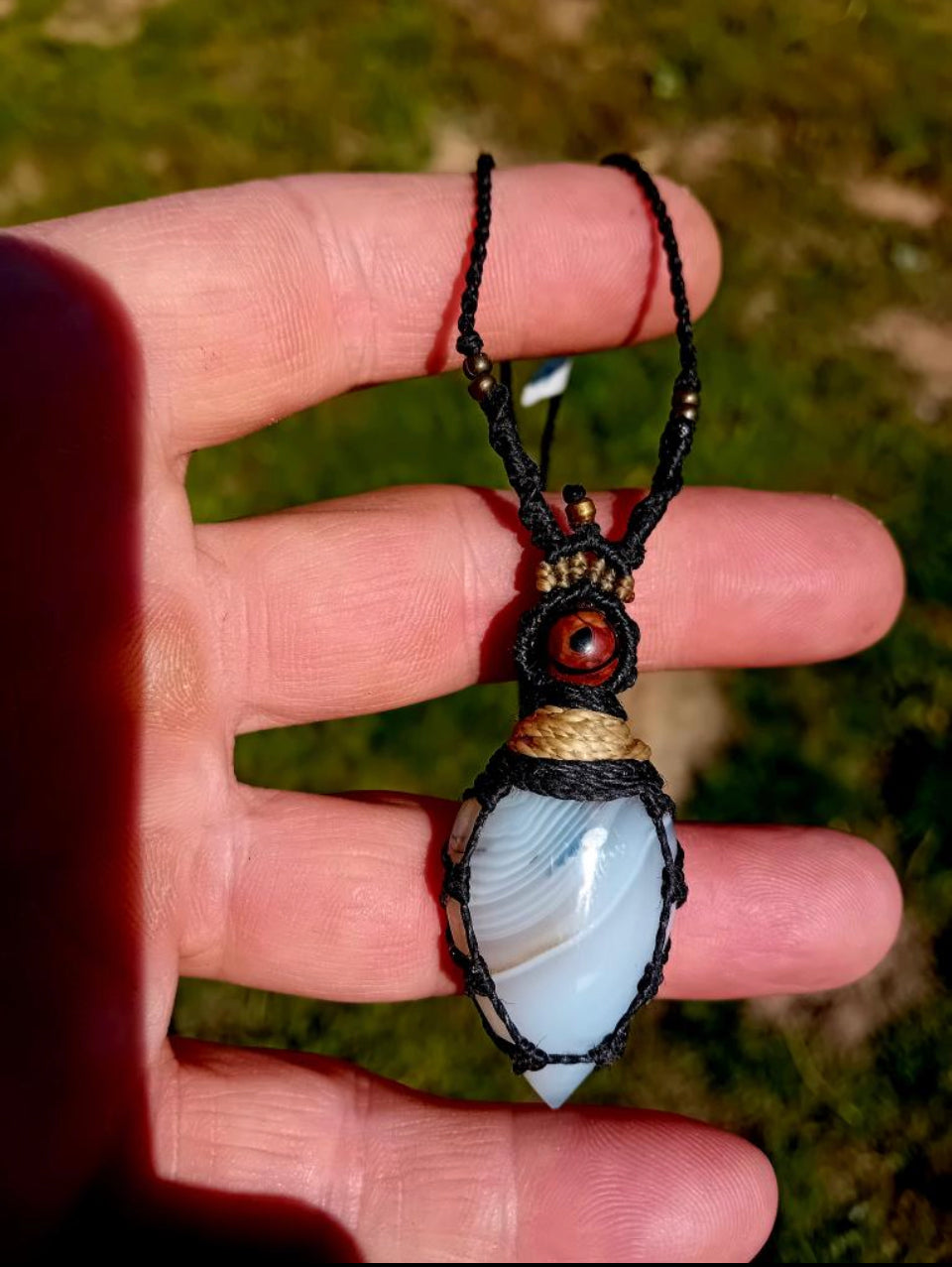 White Agate Macramé Necklace