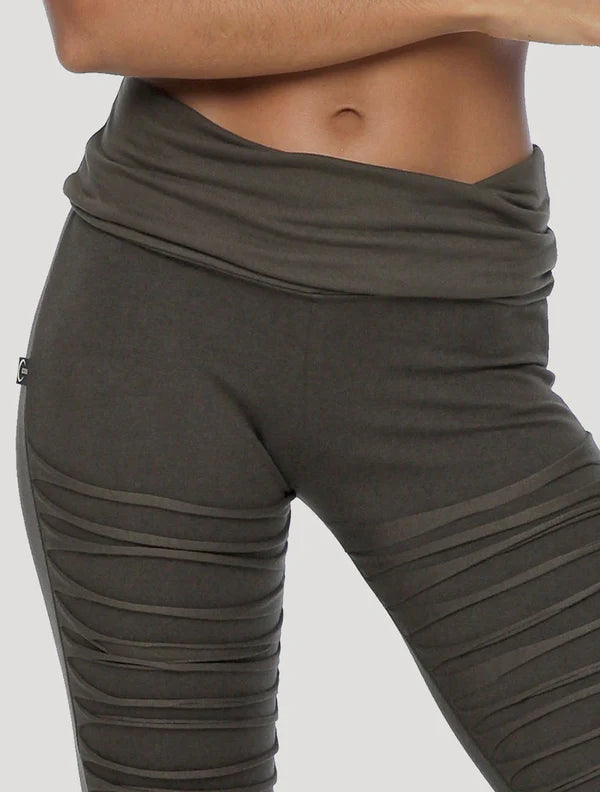 JIKO Foldover Long Leggings In Olive - Noir