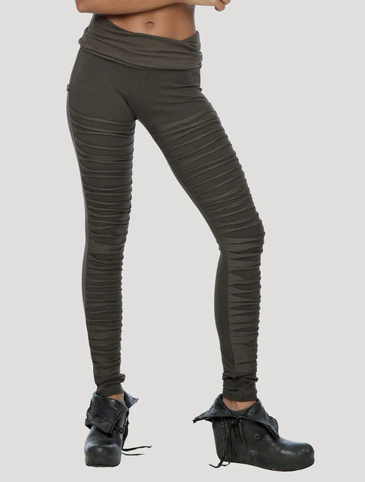 JIKO Foldover Long Leggings In Olive - Noir