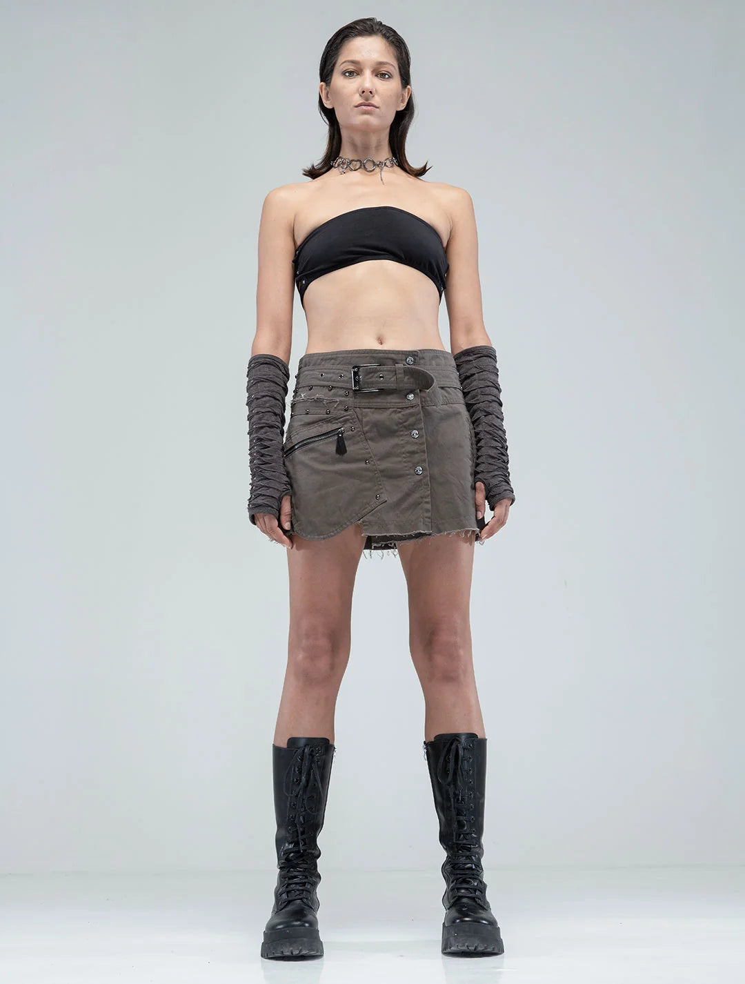 JETT CARGO Mini Skirt In Olive