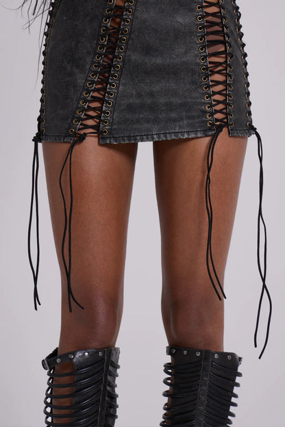 VIVI Washed Faux Leather Dress – Black