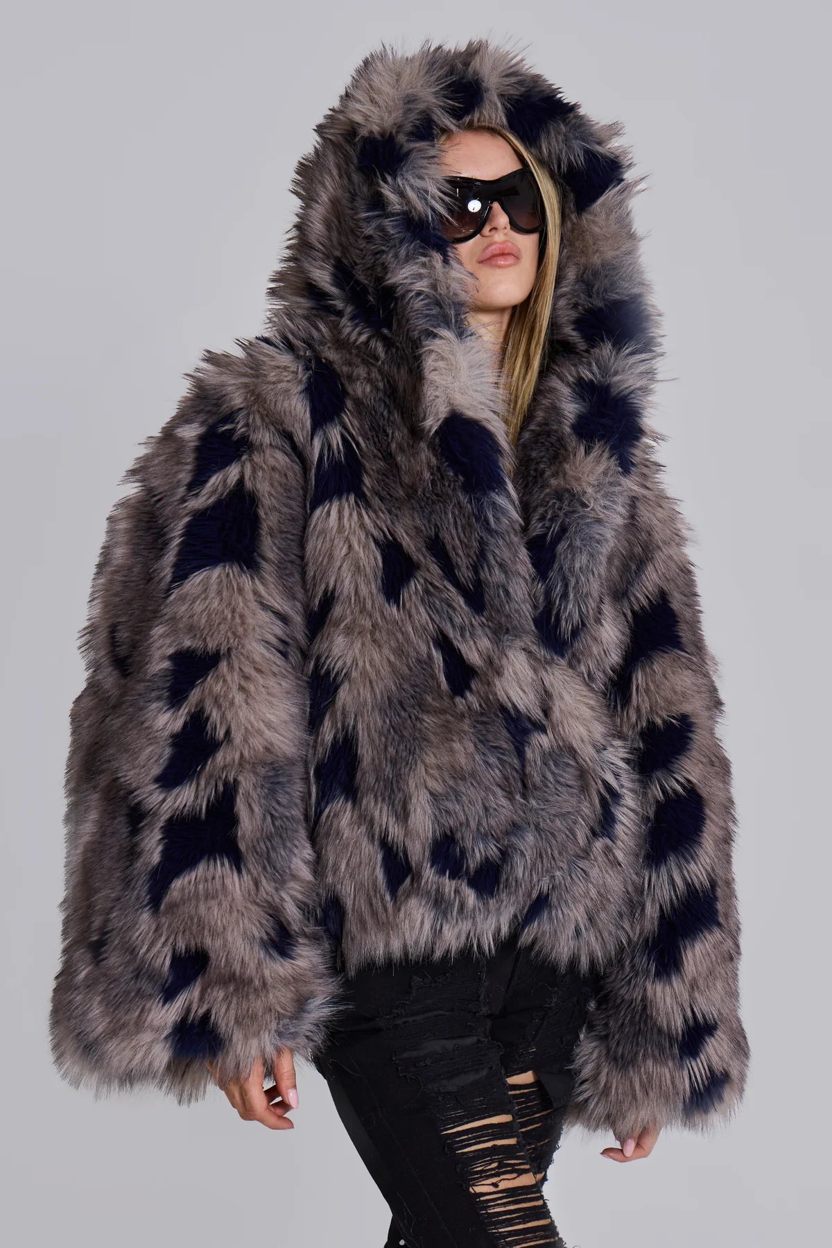 Frost Guardian Faux Fur Coat – Grey