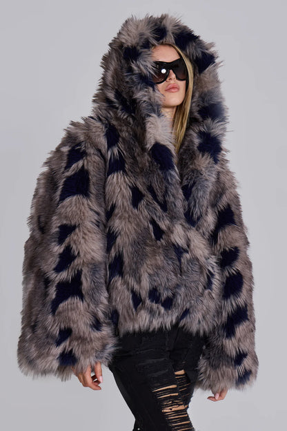 Frost Guardian Faux Fur Coat – Grey