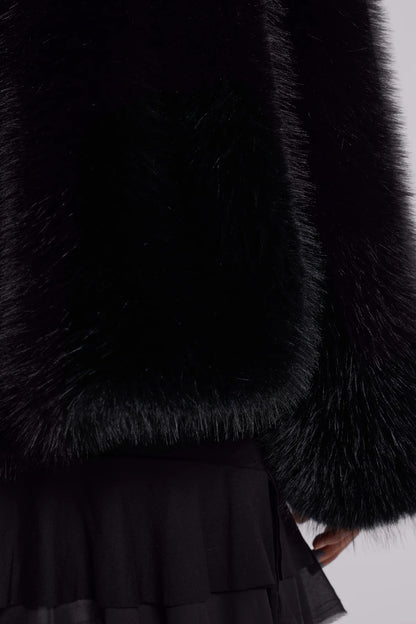 Frost Guardian Faux Fur Coat – Black