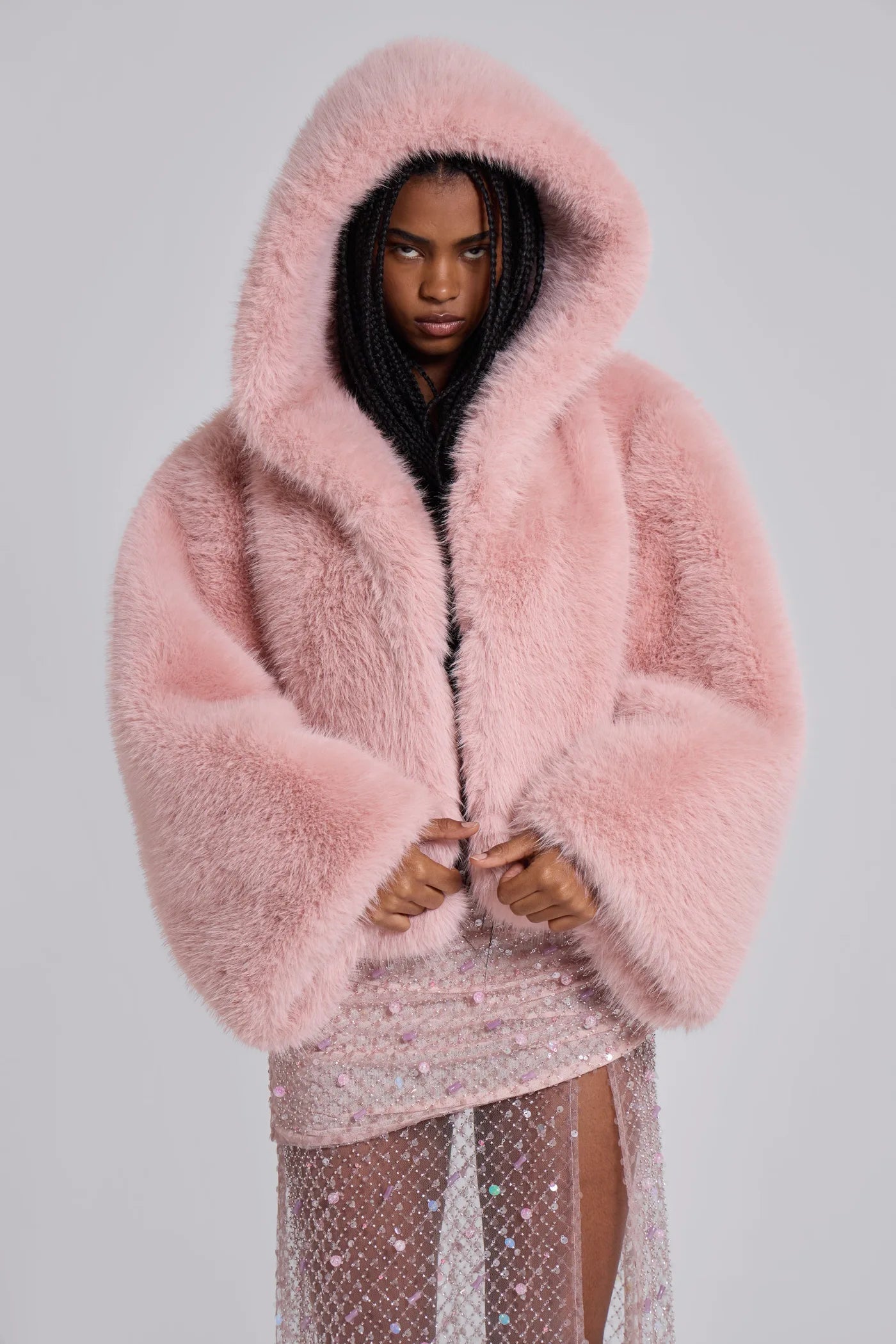 Frost Guardian Faux Fur Coat – Pink