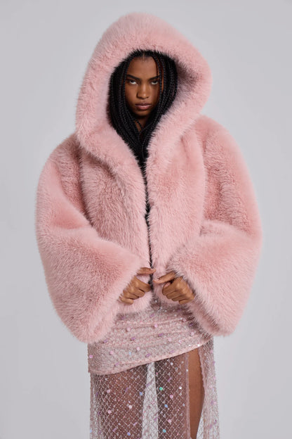 Frost Guardian Faux Fur Coat – Pink