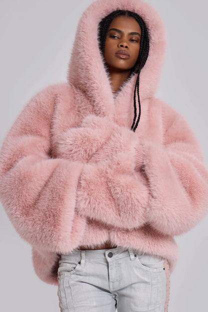 Frost Guardian Faux Fur Coat – Pink