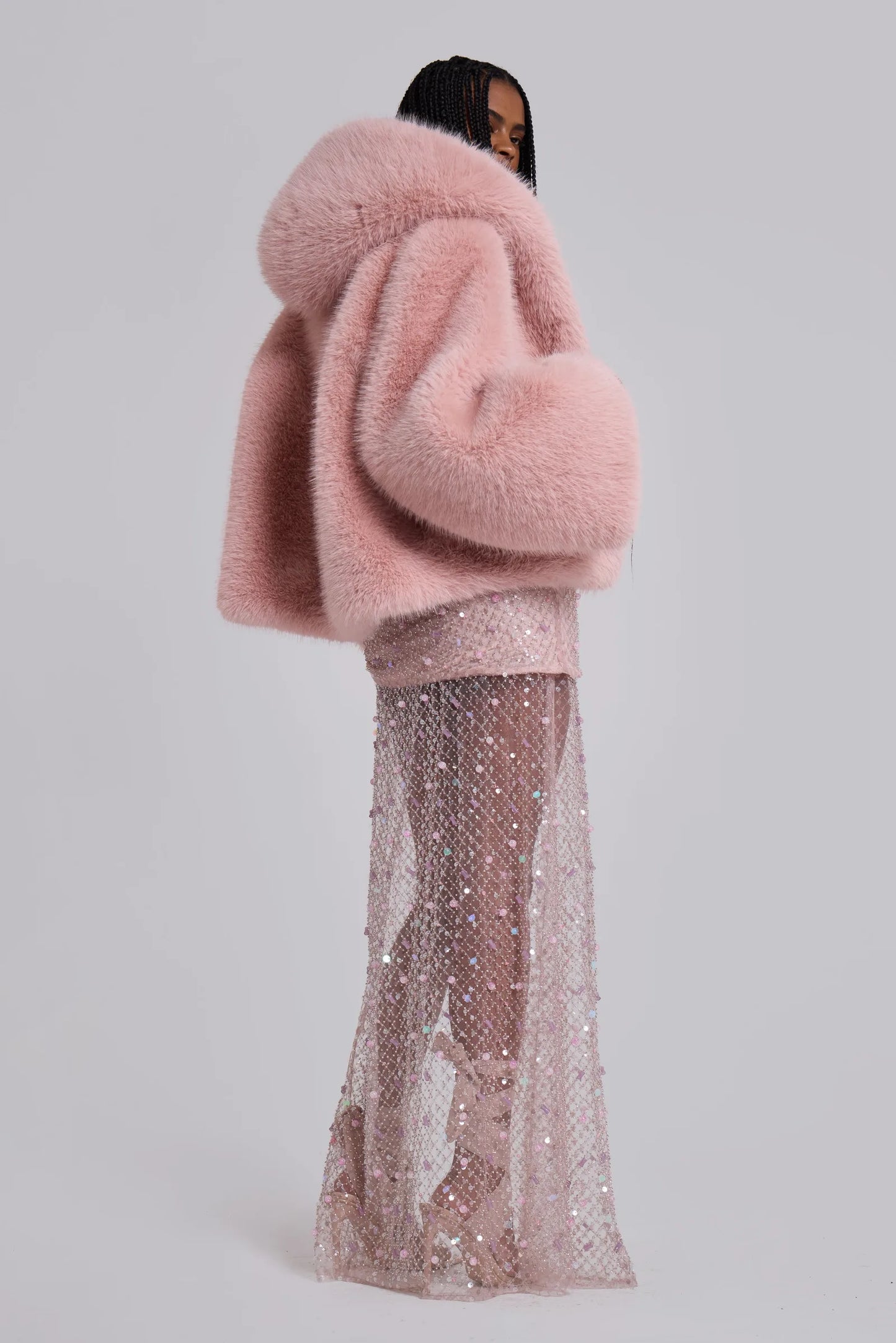 Frost Guardian Faux Fur Coat – Pink