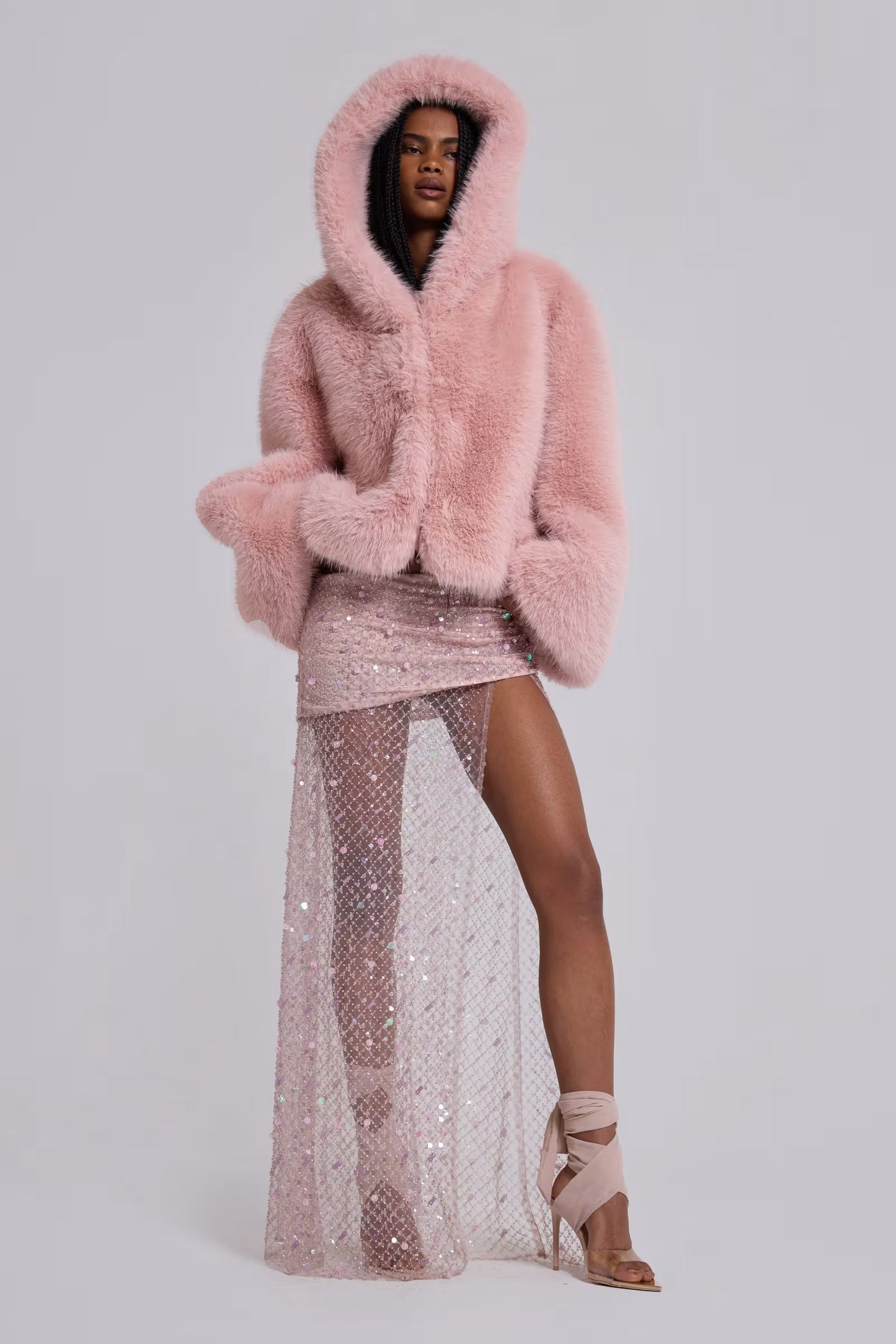 Frost Guardian Faux Fur Coat – Pink
