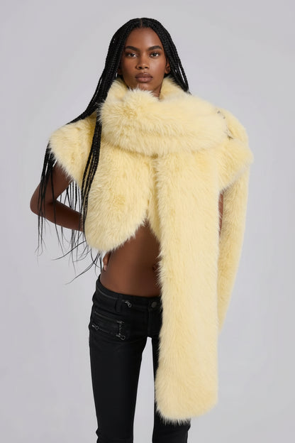Faux Fur Shrug With XL Scarf — Yellow