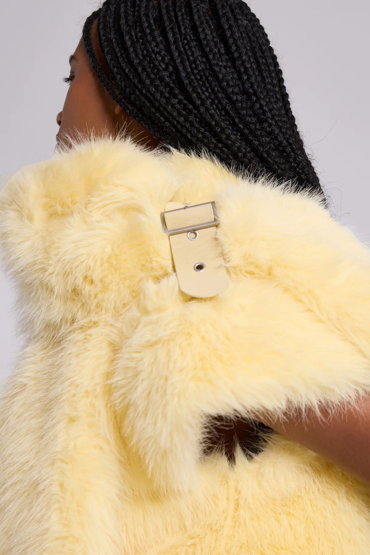 Faux Fur Shrug With XL Scarf — Yellow