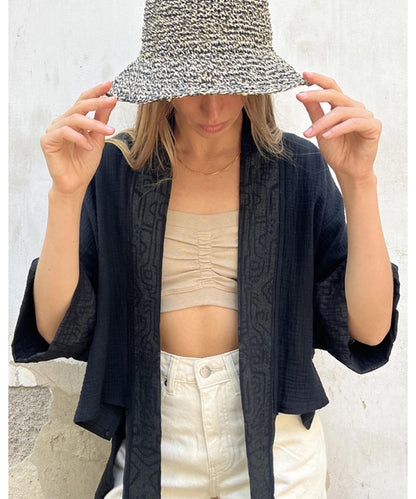 ZORI Short Kimono In Black