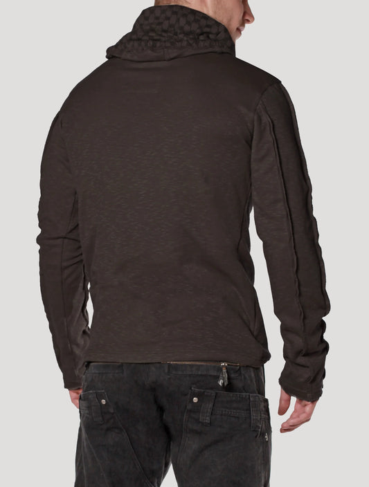 KAFIYA Hooded Jumper In Olive / Charocal