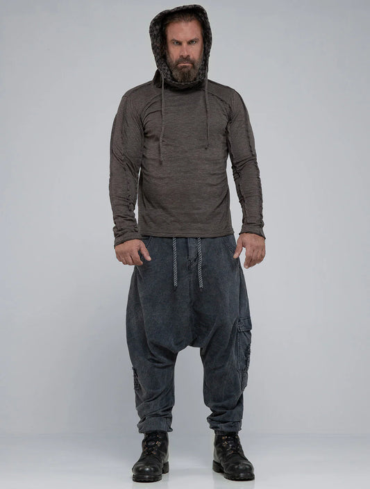 KAFIYA Hooded Sweater In Charocal
