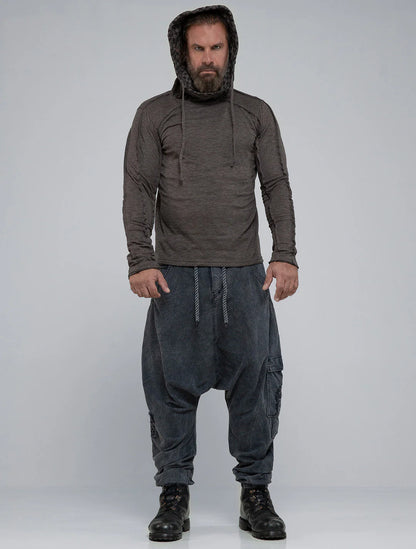 KAFIYA Hooded Sweater In Charocal