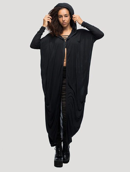 KARMA Hooded Long Kaftan In Black
