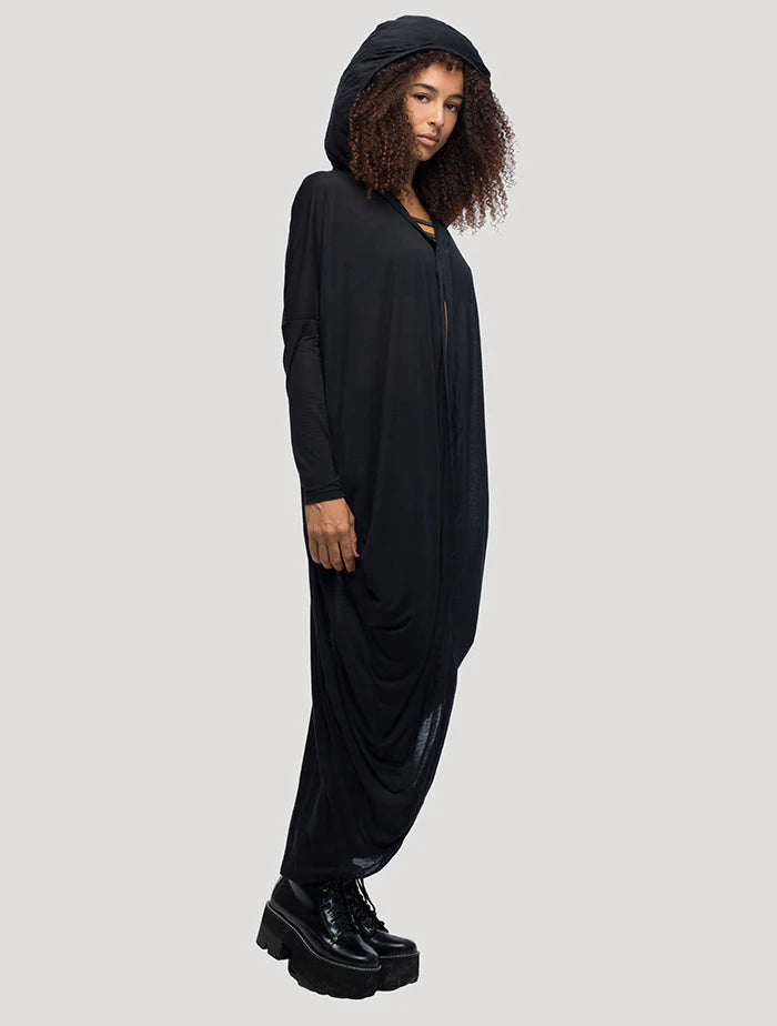 KARMA Hooded Long Kaftan In Black
