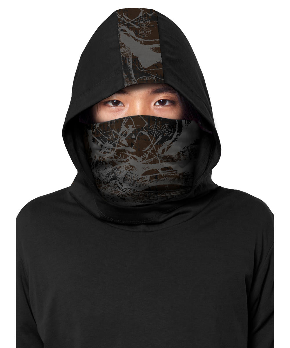 KUSARY Long Sleeve Hooded Shirt In Black