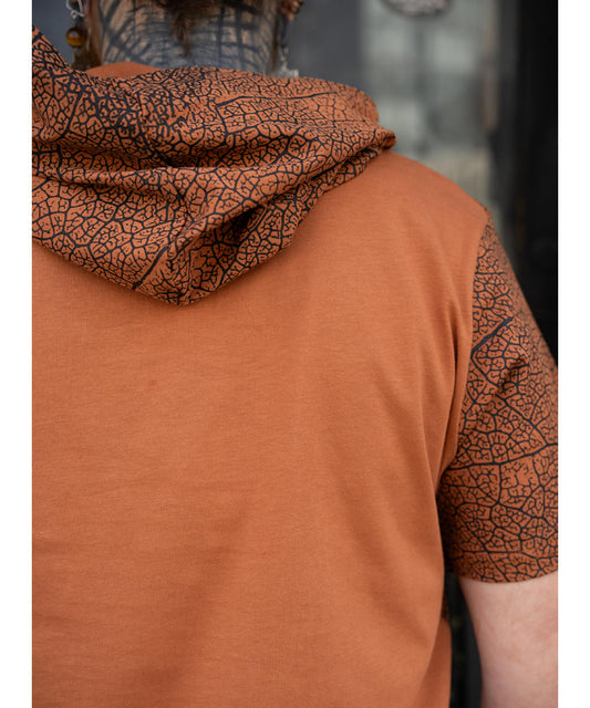 LEAF Hooded T-Shirt In Brick