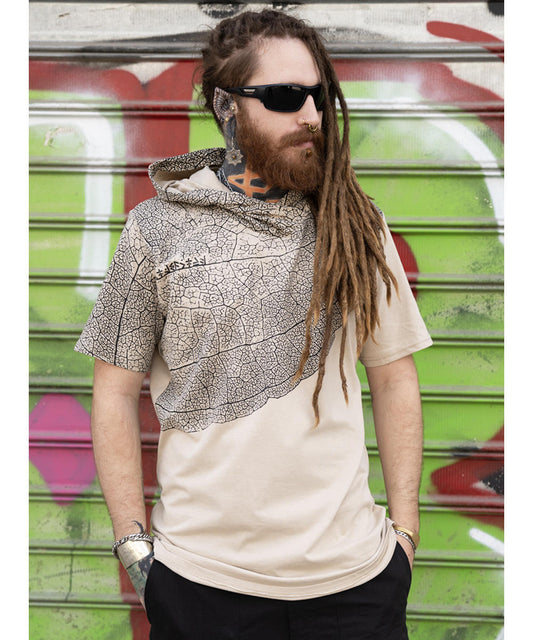 LEAF Hooded T-Shirt In Sand