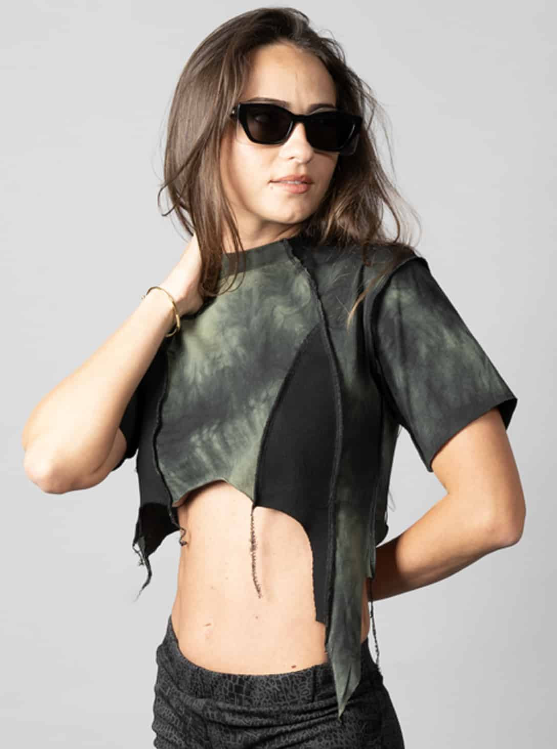 SONIC Crop Top In Lime - Black Stitch