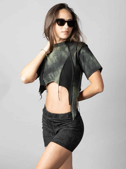 SONIC Crop Top In Lime - Black Stitch