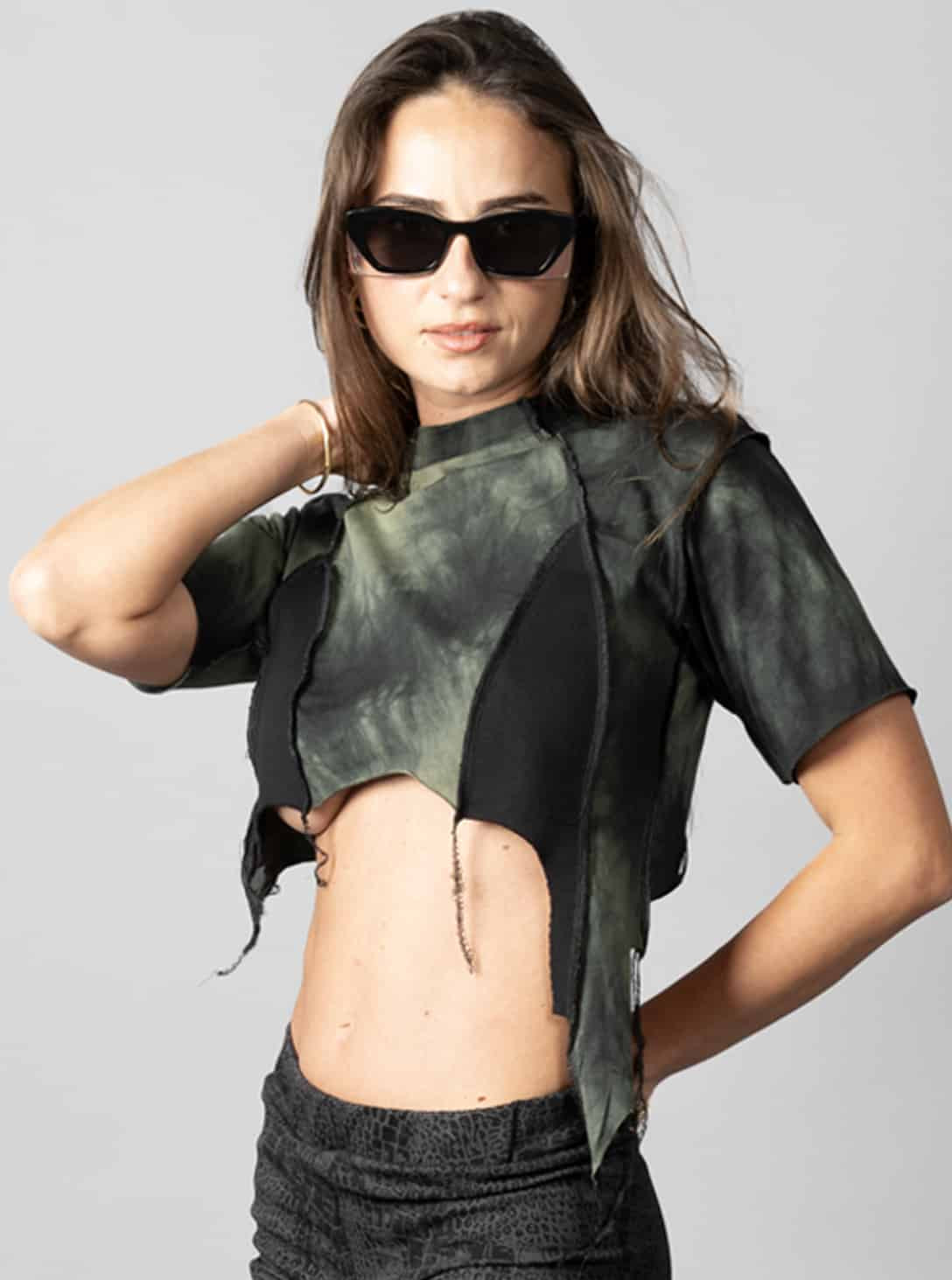 SONIC Crop Top In Lime - Black Stitch